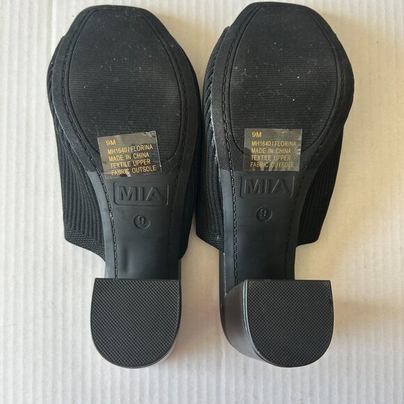 Mia Open Toe Heel Slip On Block Heels Stretchy Knit - Picture 7 of 7